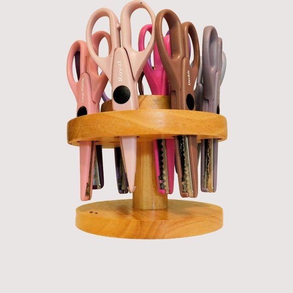 10 Paper Shapers Wood Stand Decorative Scissors Arts Crafts Scrapbook - Picture 2 of 13